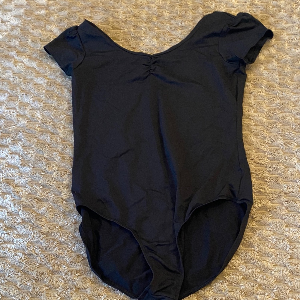 Danskin Now Black Short Sleeve Leotard Top
